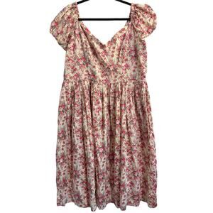 Hearts & Found Women’s Size 3X Cottagecore Floral Dress Sweetheart Neckline